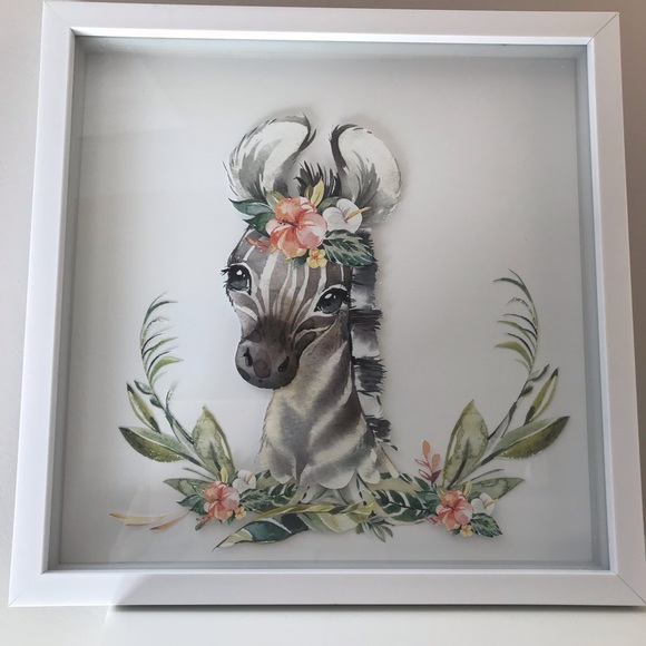 Nursery Decor. Zebra 3D Shadowbox. 12 x 12. - Picture 1 of 7